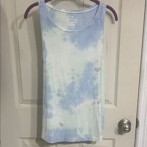 American Eagle Outfitters Light Blue Tie-Dye Tank Top